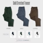 Solid Stretched Trouser 3 pcs Combo | JOG28