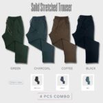 Solid Stretched Trouser 4 pcs Combo | JOG28