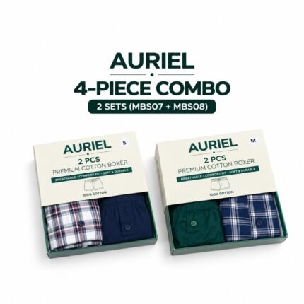 AURIEL 4-piece cotton boxer combo — MBS07 and MBS08 two complete sets