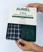 Auriel Cotton Boxer 2-Piece – Navy Check & Green - Image 5